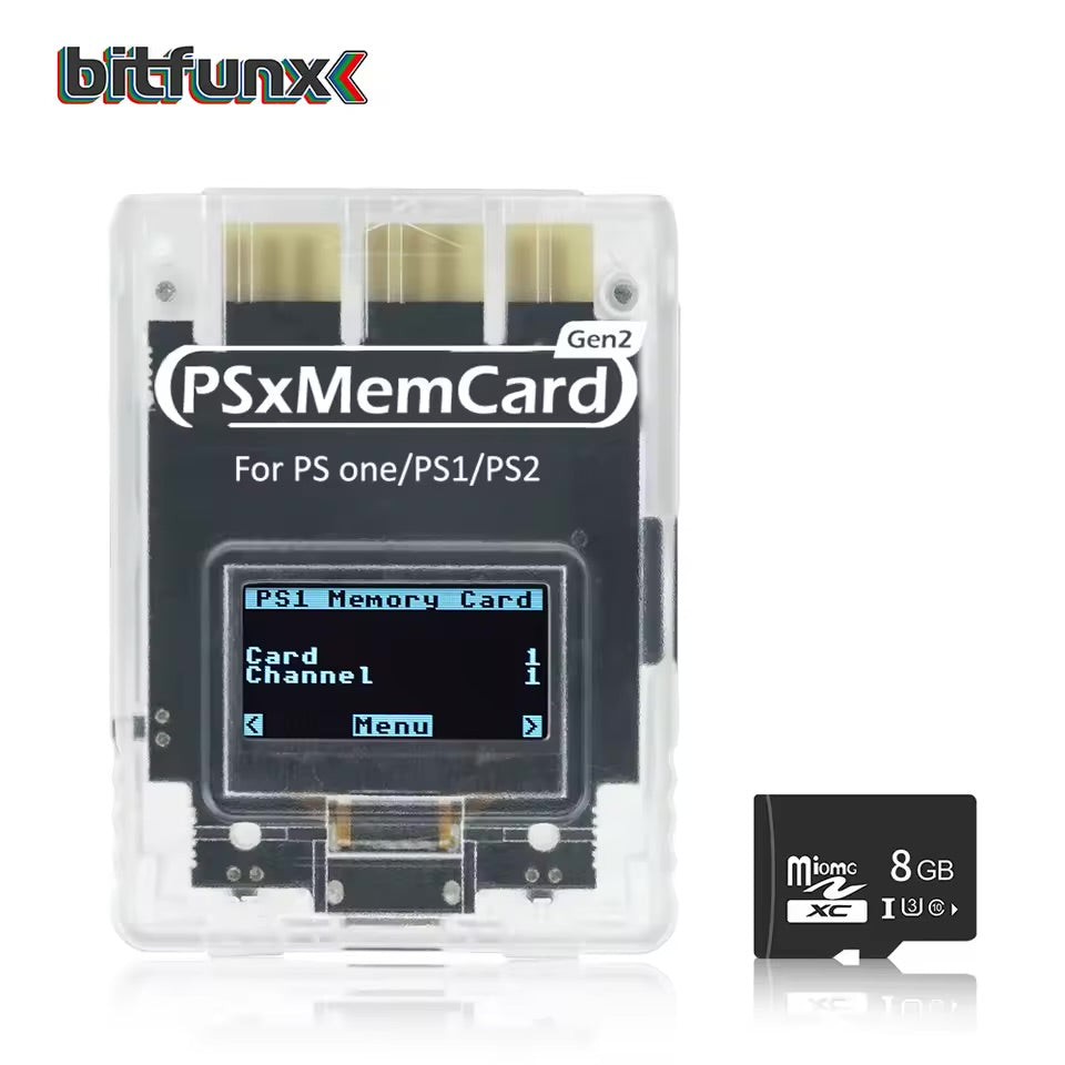 Bitfunx PSxMemCard Gen2 Store Game Saves for PS1 and PS2 Games for PlayStation 1 PS one Playstation 2 Game Consoles